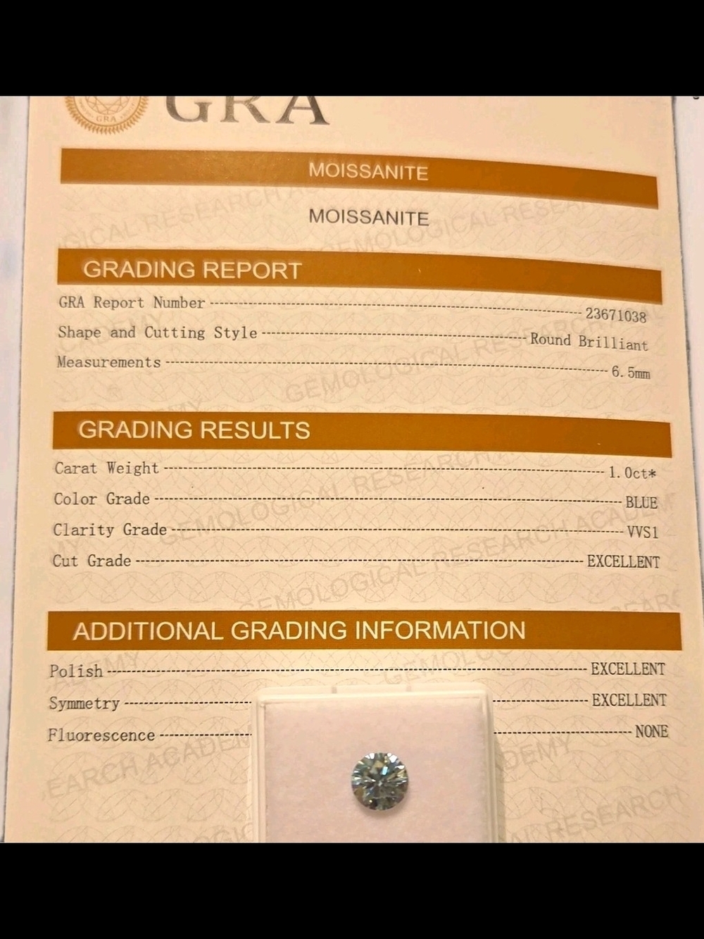 Certified 1ct Tiffany Blue Moissanite Round Brilliant Solitaire